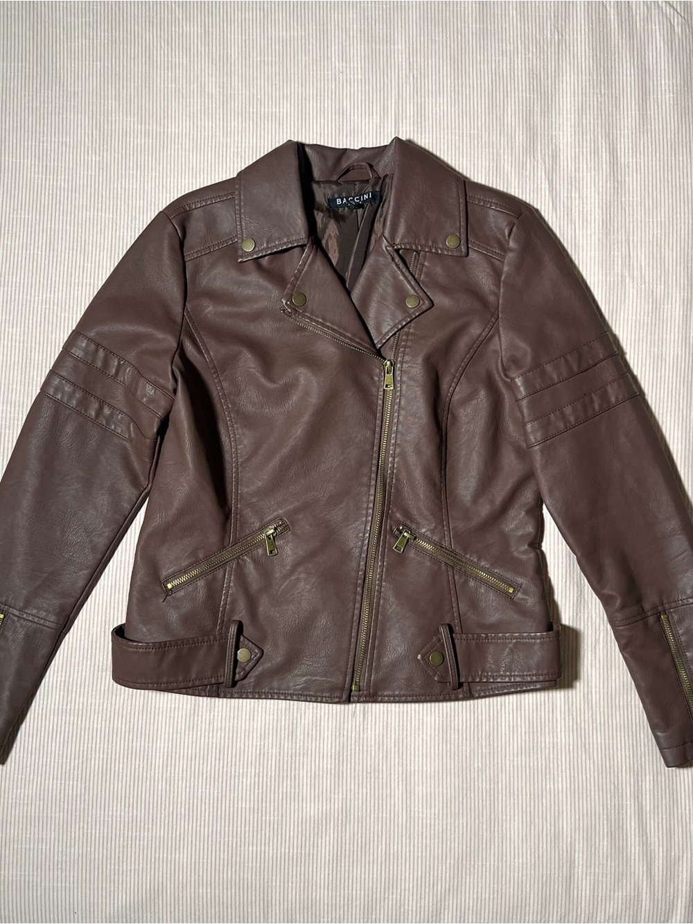 brown faux leather jacket